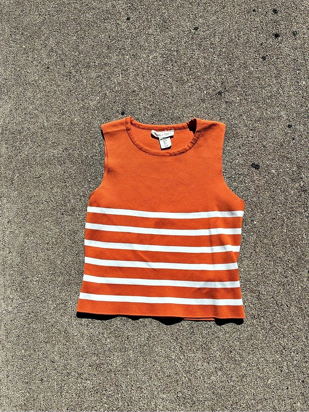 Happily Grey Striped Tank Top in Orange & White Size large